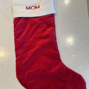 Pottery Barn “Mom” Red Christmas Stocking with White Cuff